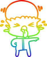 rainbow gradient line drawing of a weird cartoon alien pointing png
