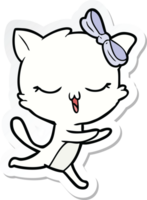 sticker of a cartoon cat with bow on head png