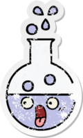 distressed sticker of a cute cartoon test tube png