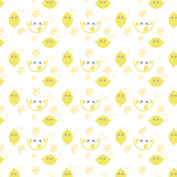 Seamless pattern with Yellow lemon, Endless repeating texture with craft items for printing. Printable backdrop illustration with transparent background. png