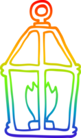 rainbow gradient line drawing of a cartoon old lantern png