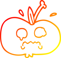 chaud pente ligne dessin de une dessin animé de une triste Pomme png