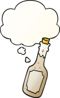 cartoon beer bottle with thought bubble in smooth gradient style png