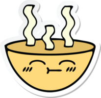 sticker of a cute cartoon bowl of hot soup png