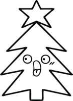 line drawing cartoon of a christmas tree png