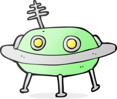 hand drawn cartoon alien spaceship png