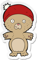 pegatina de un lindo oso de peluche de dibujos animados con sombrero png