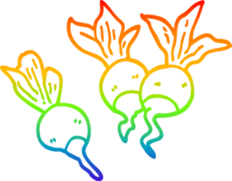 rainbow gradient line drawing of a cartoon beetroot plants png