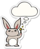 mignonne dessin animé lapin avec pensée bulle comme une imprimé autocollant png