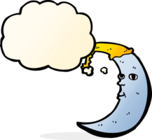 sleepy moon cartoon with thought bubble png