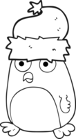 hand drawn black and white cartoon penguin png