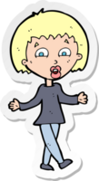 sticker of a cartoon woman shrugging shoulders png