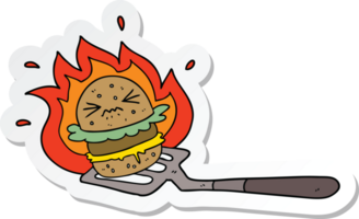pegatina de una hamburguesa de dibujos animados en una espátula png