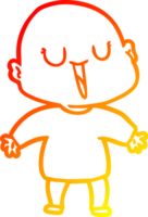 warm gradient line drawing of a happy cartoon bald man png