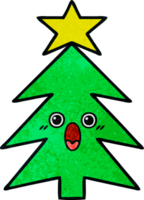 retro grunge texture cartoon of a christmas tree png