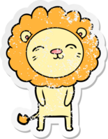 distressed sticker of a cartoon lion png