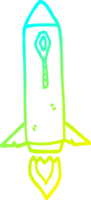 cold gradient line drawing of a cartoon space rocket png