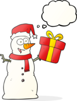 hand drawn thought bubble cartoon snowman png