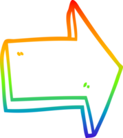 rainbow gradient line drawing of a cartoon pointing arrow png