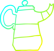 cold gradient line drawing of a cartoon old kettle png