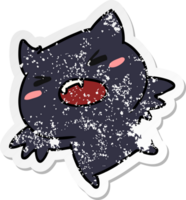 affligé autocollant dessin animé illustration de une kawaii mignonne chauve souris png