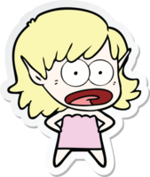 sticker of a cartoon shocked elf girl png