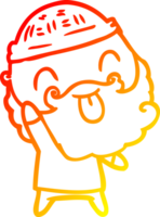 warm gradient line drawing of a man with beard sticking out tongue png