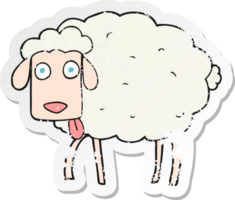 adesivo retrô angustiado de uma ovelha de desenho animado png