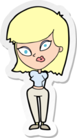 sticker of a cartoon confused woman png