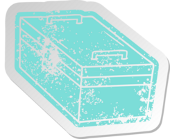 distressed old cartoon sticker of a metal tool box png