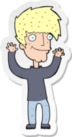 sticker of a cartoon man waving arms png