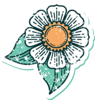 iconisch verontrust sticker tatoeëren stijl beeld van een bloem png