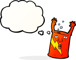 cartoon soda can character with thought bubble png