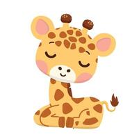 Cute Giraffe Sitting Icon vector