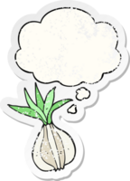 cartoon onion with thought bubble as a distressed worn sticker png