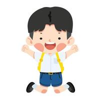 happy boy student jumping in air vector