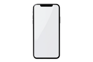 mobil telefon attrapp på transparent bakgrund, vit tom skärm för text, mobil app design och reklam, uppkopplad marknadsföring png