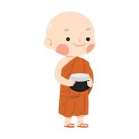 budista principiante monje dibujos animados vector
