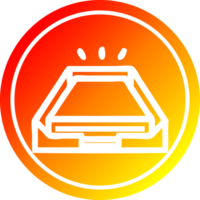 niedrig Büro Papier Stapel kreisförmig Symbol mit warm Gradient Fertig png