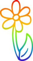 rainbow gradient line drawing of a cartoon spring flower png