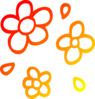 chaud pente ligne dessin de une dessin animé décoratif fleurs png