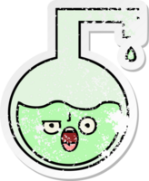 distressed sticker of a cute cartoon science experiment png