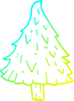 cold gradient line drawing of a cartoon christmas tree png