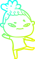 frio gradiente linha desenhando do uma desenho animado mulher png