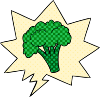 cartoon brocoli with speech bubble in comic book style png