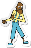 sticker of a cartoon old man having heart attack png