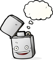 cartoon metal lighter with thought bubble png