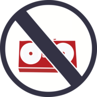 flat color retro cartoon of a no radio allowed sign png