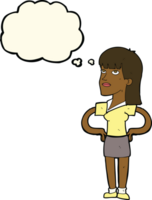 cartoon woman with hands on hips with thought bubble png