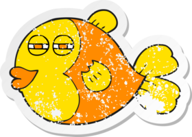 retro distressed sticker of a cartoon fish png